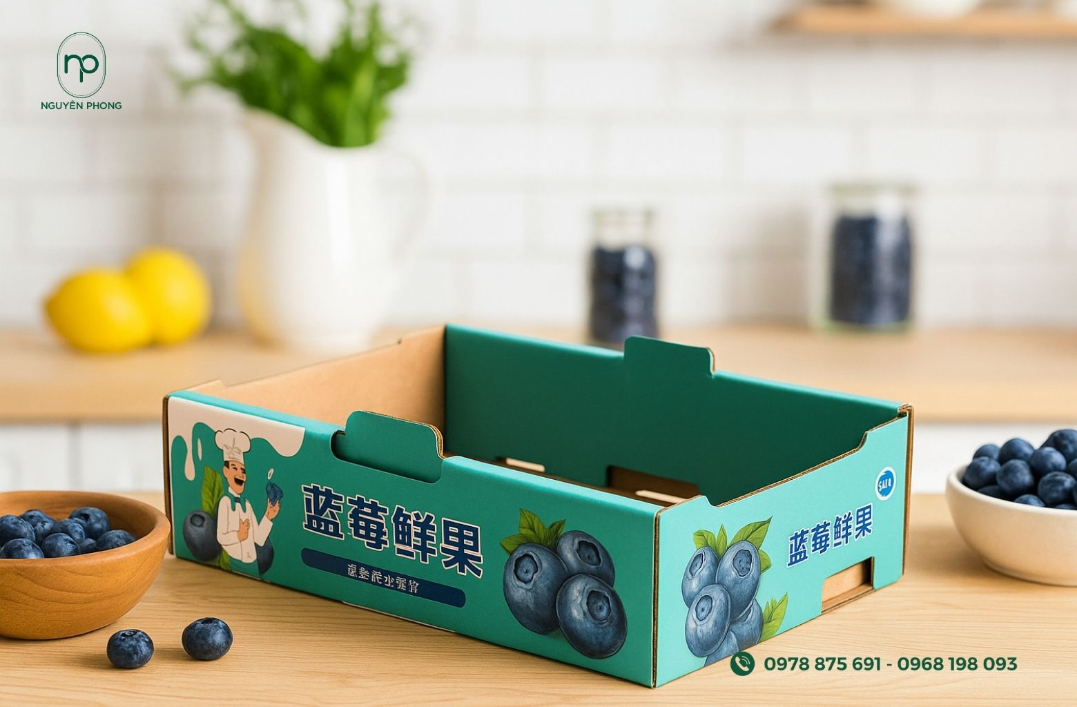 Thùng carton đựng việt quất chuyên nghiệp